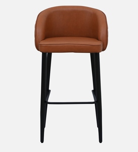 Tabouret de bar en cuir PU marron, design industriel moderne, hauteur réglable, meubles de cuisine, structure en acier thermolaqué - Product Image 3