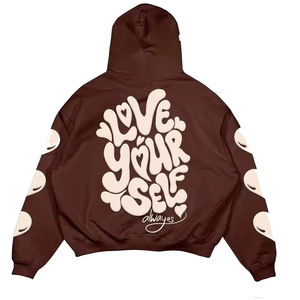 Sweat-shirts à capuche pour hommes, style streetwear, imprimés en relief de luxe, tendance, élégants, à motif uni, col à capuche, impression personnalisée - Product Image 2