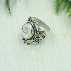 Vintage Shiva Eye Shell <b>Ring</b> 925 Sterling Silver Handmade Boho Spiral <b>Statement</b> <b>Ring</b> Natural Shell Jewelry for Unisex Him Women - Product Image 6