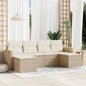 Conjunto de Sofás Modulares de Ratán Sintético PE Beige para Jardín, Muebles de Patio con Tamaño Modular - Product Image 1