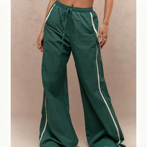 Custom Logo Nylon Flare <b>Pants</b> Wholesale Casual Women High Waist Wide Leg <b>Pants</b> Gym Sports Flared Sweatpants - Product Image 1
