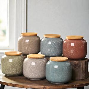 Pot de rangement de cuisine élégant à rayures avec couvercle et support pour cuillère, finition lisse et brillante, organisateur décoratif pour comptoir et garde-manger - Product Image 6