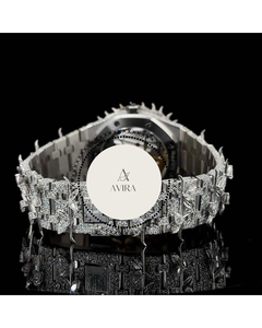 Montre mécanique analogique de luxe de qualité supérieure Throne, entièrement sertie de diamants blancs, résistante à l'eau, en acier inoxydable, unisexe - Product Image 5