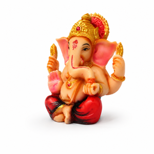 Statue traditionnelle de Ganesha en résine, objet décoratif artisanal pour la maison, présentation sur table, occasion Diwali, thème culture étrangère - Product Image 3