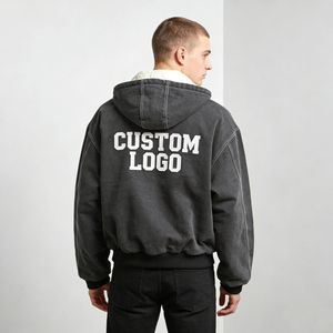 Sweat-shirts pour hommes tendance gris foncé avec logo personnalisé, doublure polaire, effet délavé vintage, coupe classique, poche, décontracté, hiver, écologique, 100% coton - Product Image 3