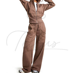 Conjunto Deportivo Personalizado con Logotipo, 2 Piezas, Color Sólido, Sudadera Informal para Mujer, Conjunto de Sudadera Deportiva de Manga Larga para Gimnasio, Conjunto de Dos Piezas para Mujer - Product Image 6