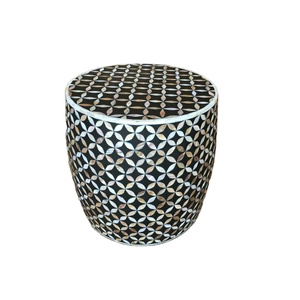 Best Quality Bone Inlay Round Side Table Black & White Horror Pattern Bone Inlay Round <b>Stool</b>/ for Natural and Polished - Product Image 1