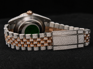 Reloj de Pulsera Automático para Hombre, Estilo Hip Hop, con Esfera Bicolor, Chapado en Oro y Plata, con Incrustaciones de Diamantes Moissanite - Product Image 4