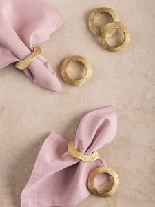 <b>Brushed</b> Aluminum Napkin Rings Featuring Modern Metallic Texture For Stylish Dining Room Table Decoration - Product Image 4