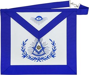 Tablier de Maître Ancien Maçon – Régalia Maçonnique en Similicuir avec Emblème Couronne, Bordure Bleue Brodée à la Machine, Ceinture Réglable - Product Image 1