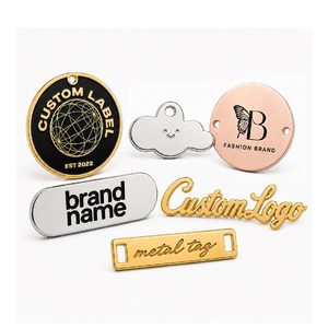Wholesale Custom 3D Embossed Metal Logo <b>Tags</b> Silk Screen Printed Brass Decorative Labels for <b>Clothes</b> Bags Garment Accessories - Product Image 3