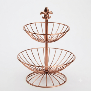 Shell Shaped 2 Tier Wire <b>Storage</b> Basket Black Metal Basket for Kitchen Sundries Display Retro Style Standing <b>Storage</b> Basket - Product Image 6