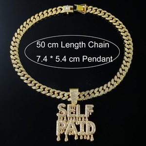 Luxury European American Hip Hop Exaggerated Full Diamond Letter Pendant Cuban <b>Chain</b> <b>Necklace</b> for Men - Product Image 3