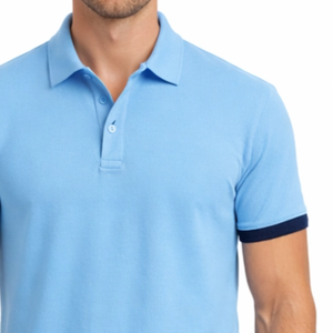 Polo classique noir pour homme, manches courtes, coupe ajustée, avec revers contrastants blancs, style décontracté et sportif - Product Image 3