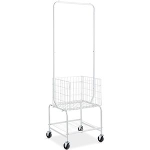 Carrello Portabiancheria Regolabile in Metallo con Appendiabiti e Ripiani per un Comodo Organizzamento Domestico - Product Image 1
