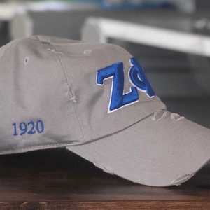 Zeta Phi Beta <b>Grey</b> Distressed Hat ZPB Embroidered 1920 Sorority <b>Baseball</b> <b>Cap</b> Adjustable Strap Casual Stylish Women <b>Cap</b> - Product Image 2