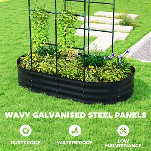 Galvanised 5 X 3 X 6ft Metal Outdoor Planter Box Dark Gray <b>Square</b> Raised Garden Bed Arched Trellis Open Bottom Perfect <b>Pots</b> Type - Product Image 6