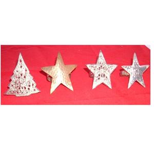 Ronds de serviette métalliques modernes et élégants, design abstrait découpé, forme sapin de Noël, écologiques, durables, pour la table de mariage - Product Image 2