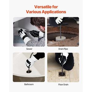 Macchina Portatile per la Pulizia degli Scarichi con Ruote a Spirale da 75 FT X 1/2 Pollici, Alimentazione Automatica e 4 Lame, Pulitore per Fognature Portatile - Product Image 6