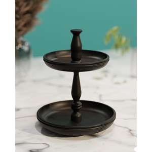 Soporte de metal negro de 2 niveles para tartas, pedestal elevador de exhibición, venta al por mayor Moradabad - Product Image 1