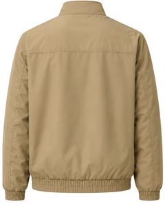 Customized Khaki <b>Men</b> <b>Lightweight</b> Bomber <b>Jacket</b> Full Zip Casual Windbreaker Stand Collar Autumn Streetwear Fashion Outerwear Coat - Product Image 2