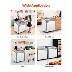 Congelatore verticale mobile commerciale da 5,4 piedi cubi (-19°C) con temperatura regolabile, vetrina espositiva per gelati e 2 cestelli in rete metallica - Product Image 6