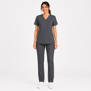 Personalized Medical <b>Scrub</b> Set Women V Neck medical <b>scrub</b> set soft stretch sleeve Healthcare Workwear - Product Image 4