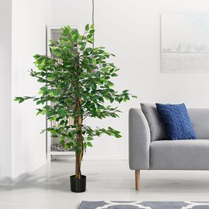 Albero di Ficus Artificiale da Interno 1,5m con Vaso per Arredamento Casa e Ufficio, Albero Finto Durevole e Elegante - Product Image 6