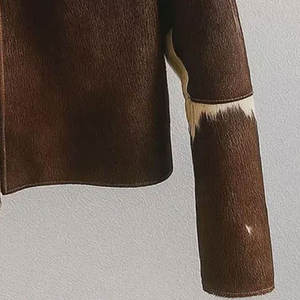 Men's Cowhide <b>Leather</b> Bomber <b>Jacket</b> Turn-down Collar Animal Print Zipper Closure Short Length Casual <b>Winter</b> Wear - Product Image 4