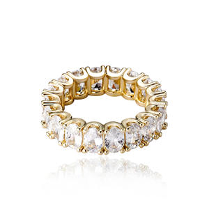 Luxury Emerald Cut <b>Crystal</b> Eternity Band <b>Rings</b> 925 Silver Plated Channel Setting Unisex Wedding Jewelry From India - Product Image 3