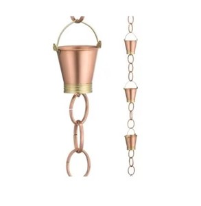 Cadena de Lluvia de Cobre Decorativa, Adorno Colgante para Jardín, Estilo Tradicional Pulido, Tema Natural para Exteriores - Product Image 2
