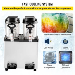 Macchina Commerciale per Slushy/Margarita da 12L, 700W, 110V, 2 Serbatoi, 50 Bicchieri, in Acciaio Inossidabile, per Bevande Congelate - Product Image 4