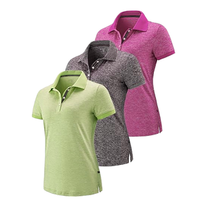 Womens Short Sleeve <b>Polo</b> Shirt Solid Color Knitted Breathable Casual Golf Tennis Outdoor Wear Green Gray <b>Orange</b> - Product Image 2
