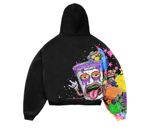 Sudadera con capucha para hombre con logo personalizado 2026, fabricantes de ropa, 100% algodón, 500-600 g/m², de alto gramaje, estilo cropped, gráfico, boxy, con pedrería - Product Image 1