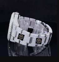 Jam Tangan Otomatis Imperial Jewels Perak Mewah Baru Berlapis Moissanite Penuh dengan Tali Baja Tahan Karat Mekanis 42mm Dial Kaca Penunjuk Waktu