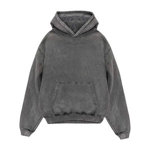 Wholesale <b>Men</b> Heavyweight Hoodie 500gsm Cotton Blended French Terry Rhinestone Velour Panel Boxy Fit <b>Pullover</b> Embroidered - Product Image 1