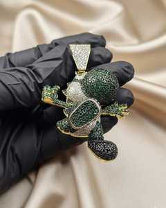 Pendentif dinosaure Yoshi en moissanite VVS style hip-hop, personnage de dessin animé, plaqué or jaune 14K, breloques en argent 925 - Product Image 5