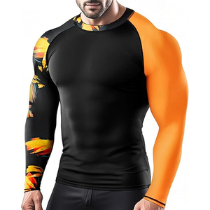 High Quality Men Long Sleeve Rash Guard <b>Compression</b> <b>Shirt</b> Graphic Print UV Protection Quick Dry Wholesale - Product Image 1