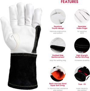 Heat Resistant Premium Quality Goatskin Leather TIG Welding <b>Gloves</b> Light Weight Natural Crust Keystone Thumb Welder <b>Gloves</b> - Product Image 3