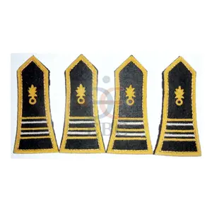 Grosir emas Perancis Bullion papan bahu bordir OEM emas 2 garis bordir papan bahu Prancis & epaulette