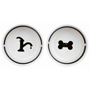 Juego de comederos de cerámica para mascotas, 2 x 1.6 L, 20 cm, blanco y negro, tazones para comida y agua con soporte - Product Image 2