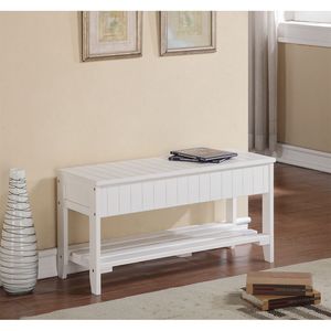 Panca per scarpe in legno massiccio di alta qualità con scarpiera bianca di qualità - Product Image 3