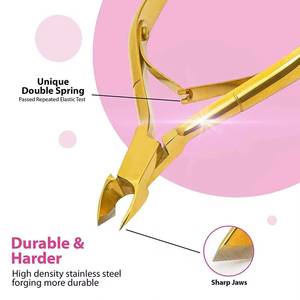 Golden Stainless Steel <b>Nail</b> Clipper 15mm Jaw Bevel Shape Professional Finger <b>Nail</b> <b>Tool</b> Luxury Style Adult Use - Product Image 2