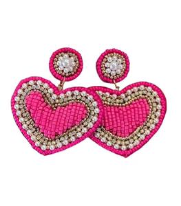 Boucles d'oreilles pendantes pour femmes CRYSTAL CRAFT HEART, style bohème indien, perles de verre tissées à la main, pompon papillon, broderie animale - Product Image 2