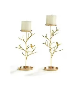 Elegant <b>Brass</b> <b>Candlestick</b> Holder Set With Twisted Design For Home Decoration - Product Image 2