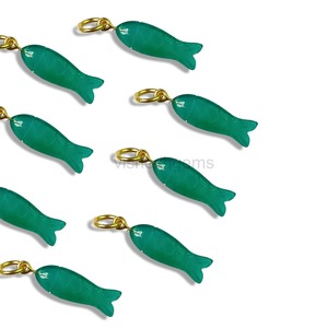 Colgante de Pez de Ónix Verde Natural, Precio al por Mayor, Chapado en Oro, Tallado a Mano, Colgante de Pez Koi con Gema, para Fabricación de Joyas - Product Image 6