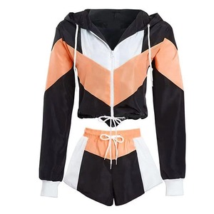Hot Sale Two Piece Windbreaker Short <b>s</b> & <b>Jacket</b> Set Custom design Zip up Nylon Polyester Streetwear Tracksuit Windbreaker Set - Product Image 4