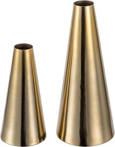 Modern Brass Tabletop Vases Set of 2 Cone Shape High Quality Decorative Flower Vases for Home Interior Design - Product Image 1