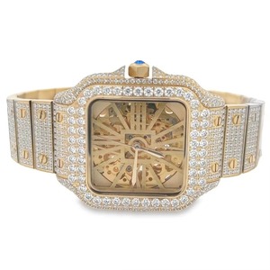 Reloj Mecánico Cuadrado de Lujo Unisex en Oro Amarillo con Bisel de Diamantes, Cristal de Zafiro, Esfera Analógica con Diseño de Mariposa, 41 mm - Product Image 1