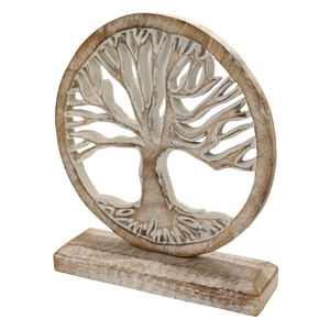 Escultura de Madera Artesanal Redonda con Diseño Grabado, Decoración de Mesa, Estatua de Madera de Mango para Decoración de Vestidores - Product Image 3